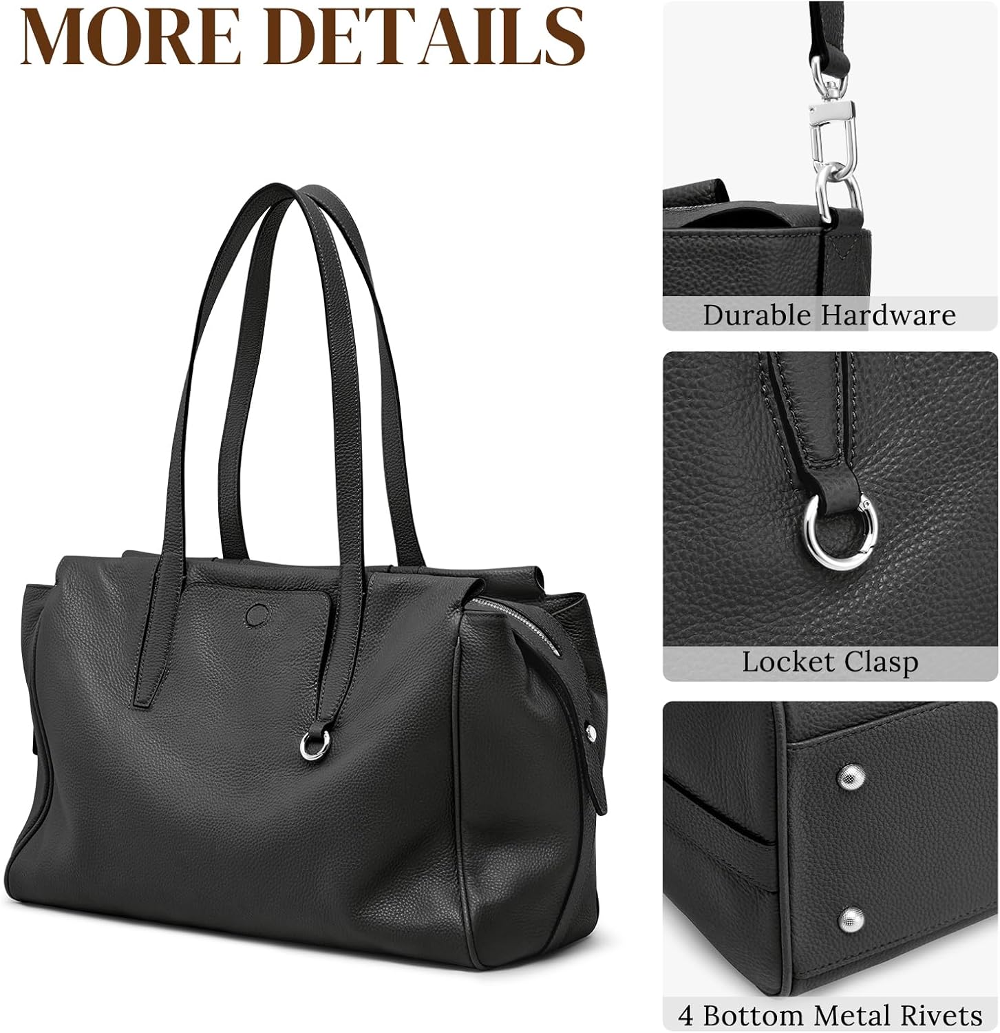 Thumbnail 5 de S-ZONE Grand sac fourre-tout en cuir pour femme — grand sac à bandoulière, élégant et pratique pour le travail et le voyage