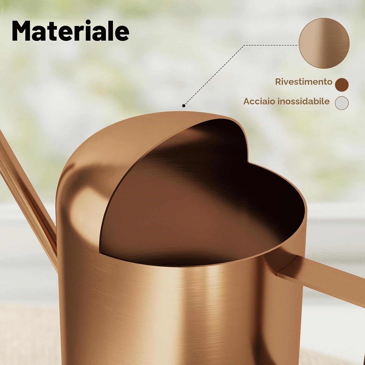 Detalle de Bamworld Annaffiatoio Piccolo in Bronzo per Piante da Interno ed Esterno, 300 ml