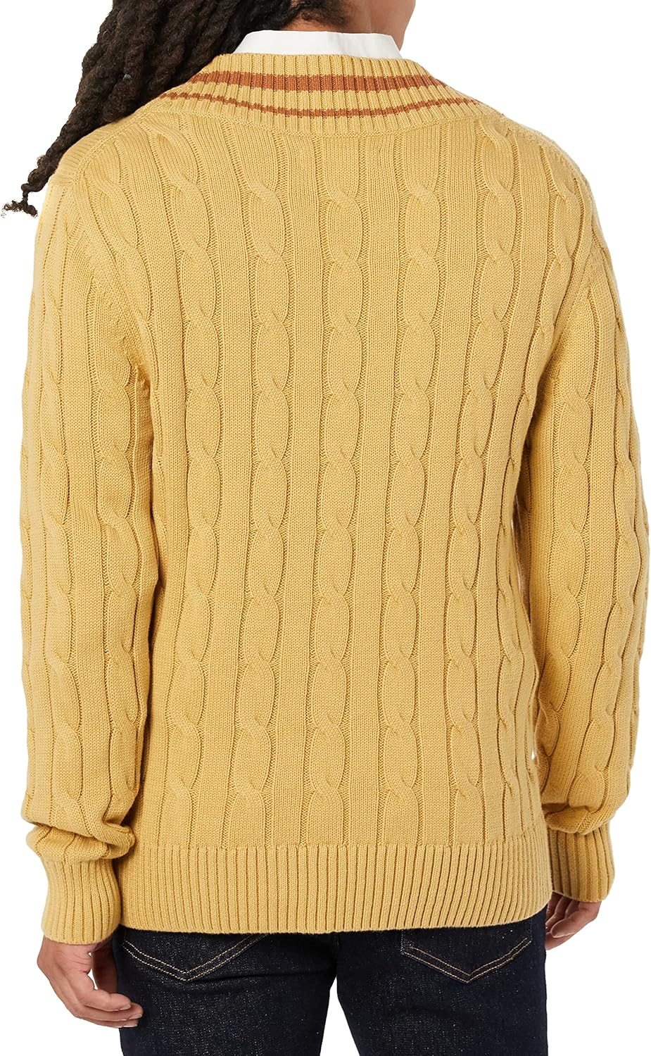 Detalle de Amazon Essentials Men's Cable Knit V-Neck Cricket Jumper
