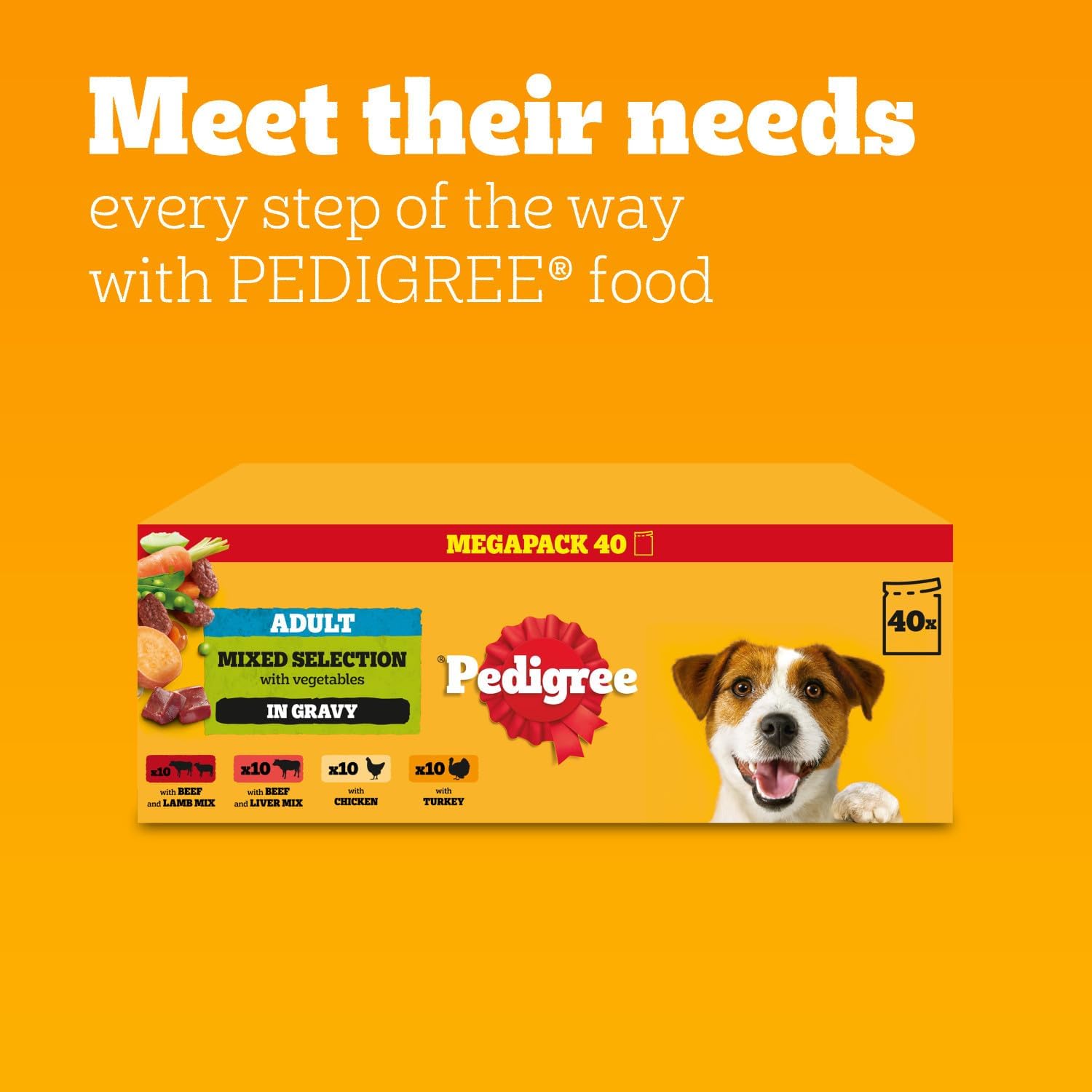 Thumbnail 6 de Pedigree Adult Dog Wet Food Pouch Mixed Selection in Gravy (40 x 100g): A Practical Wet Meal for Everyday Dogs
