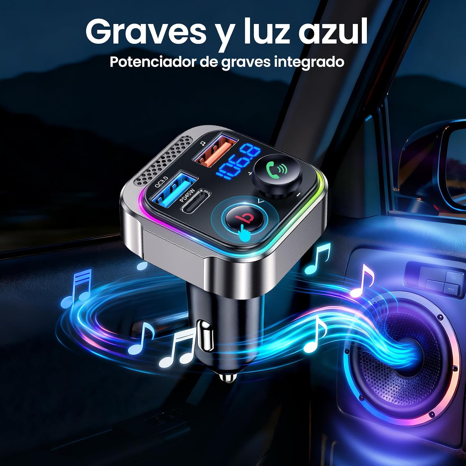Detalle 2 de GizmoVine Bluetooth Coche Transmisor FM 5.4