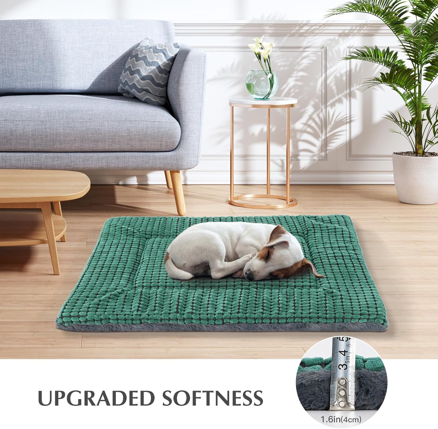 Thumbnail 6 de BVAGSS Orthopädisches Hundebett aus eierförmigem Schaumstoff, waschbar, umkehrbar – 106×71×4 cm (Green)