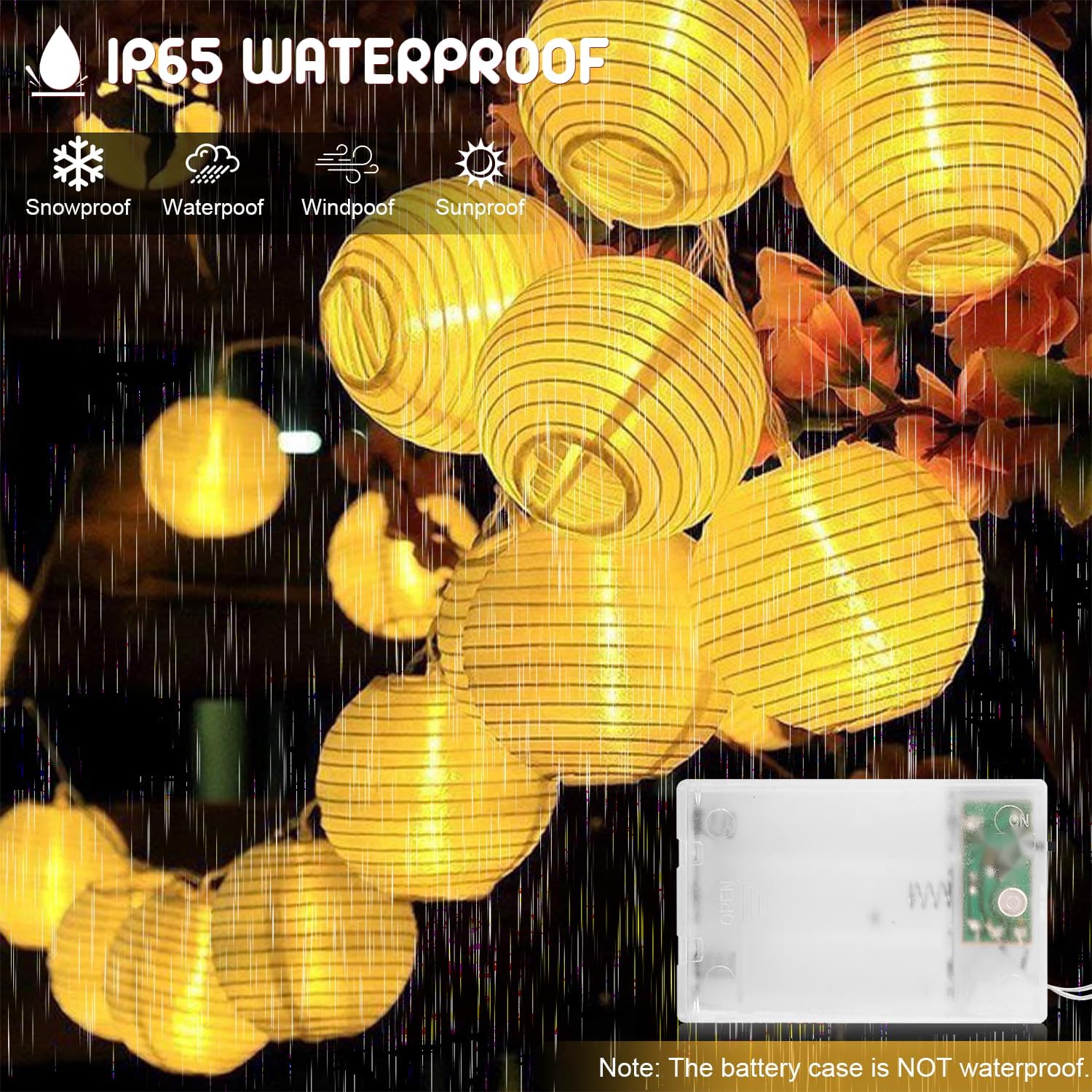 Thumbnail 4 de A.bigwhale Lampion Lichterkette Batterie – Warmweiß, 16 LED, 5 m für Garten, Balkon & Party-Deko