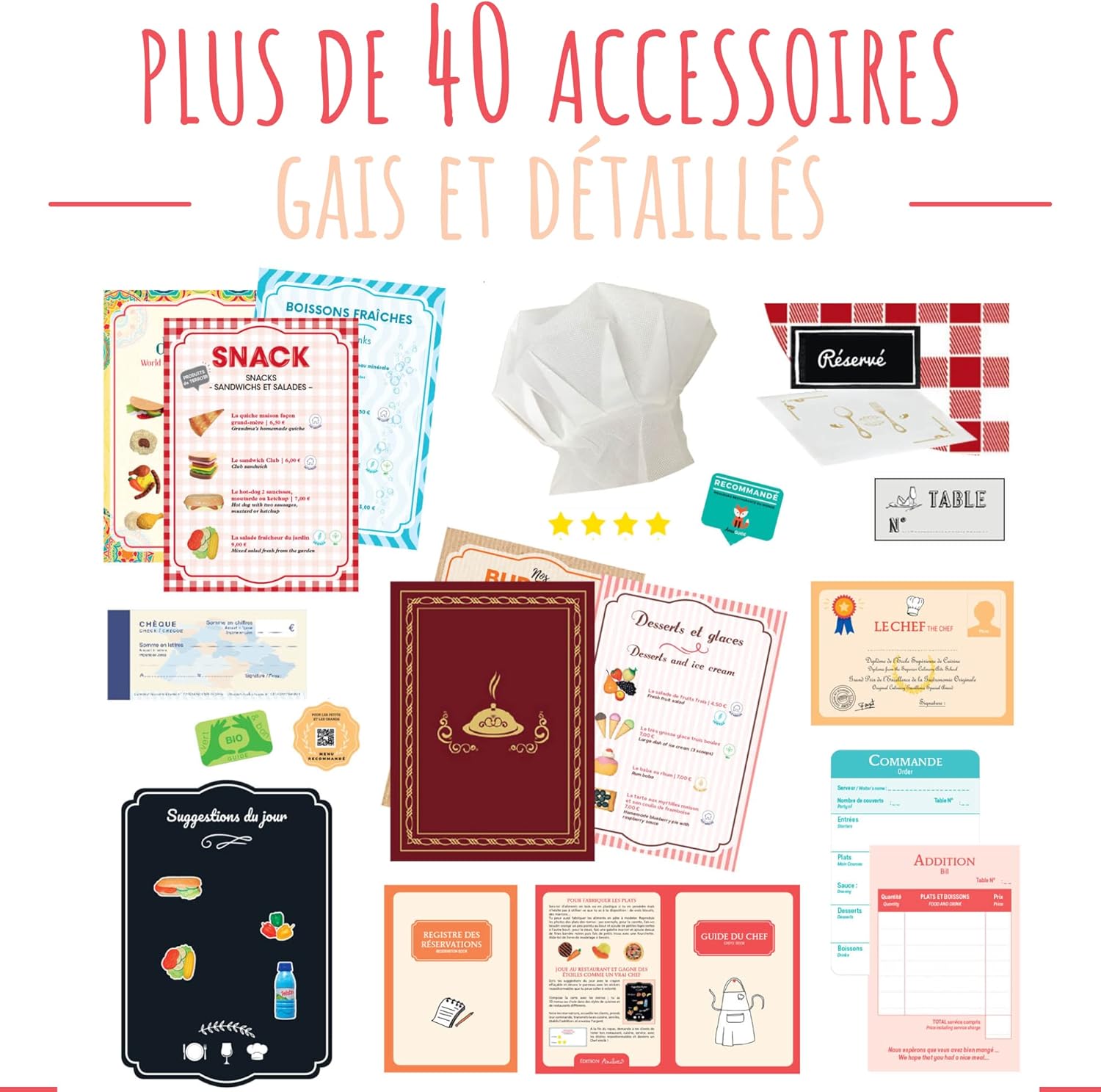 Detalle de Amulette CHEF Mon Premier Restaurant 40+ accessoires 🎲