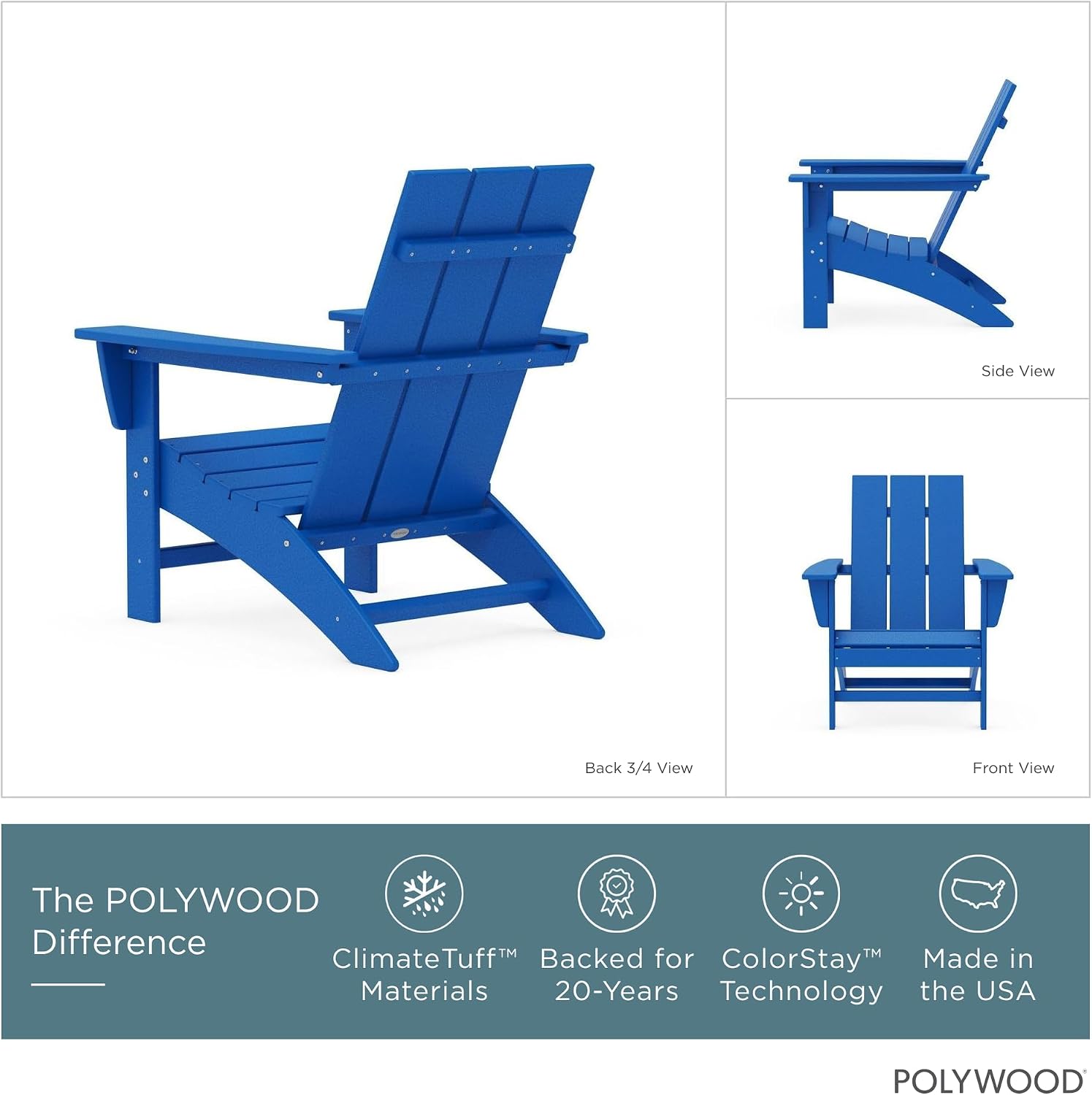 Detalle 2 de POLYWOOD Adirondack Chair in HDPE
