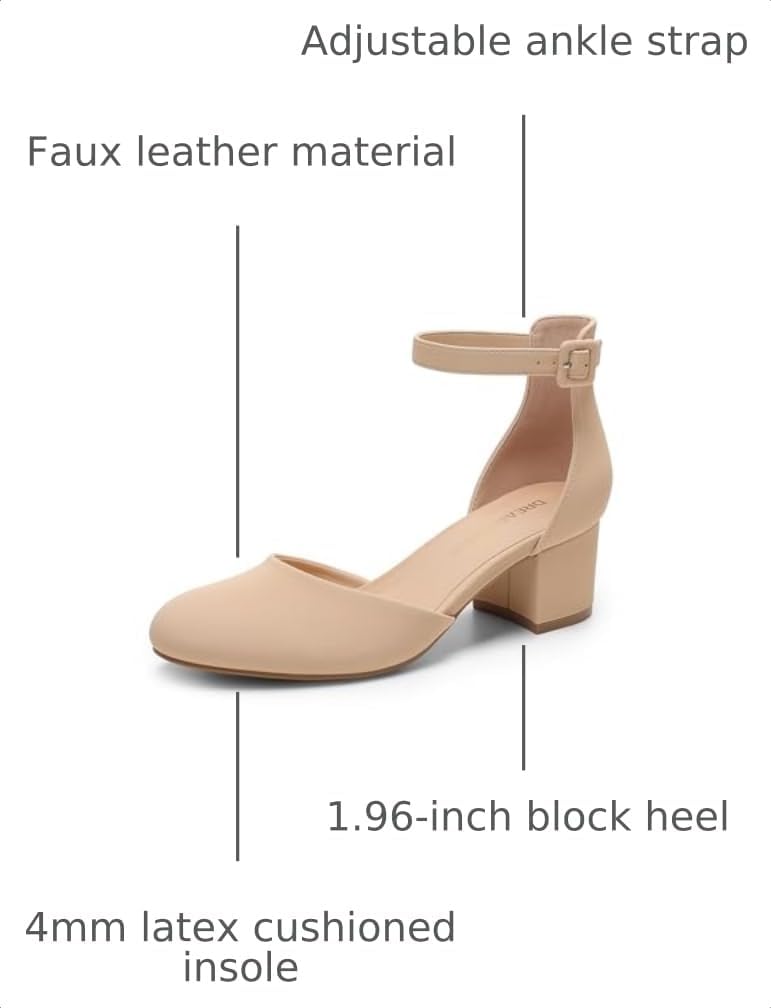 Thumbnail 2 de DREAM PAIRS Women's Closed Round Toe Low Block Heel Ankle Strap Pumps