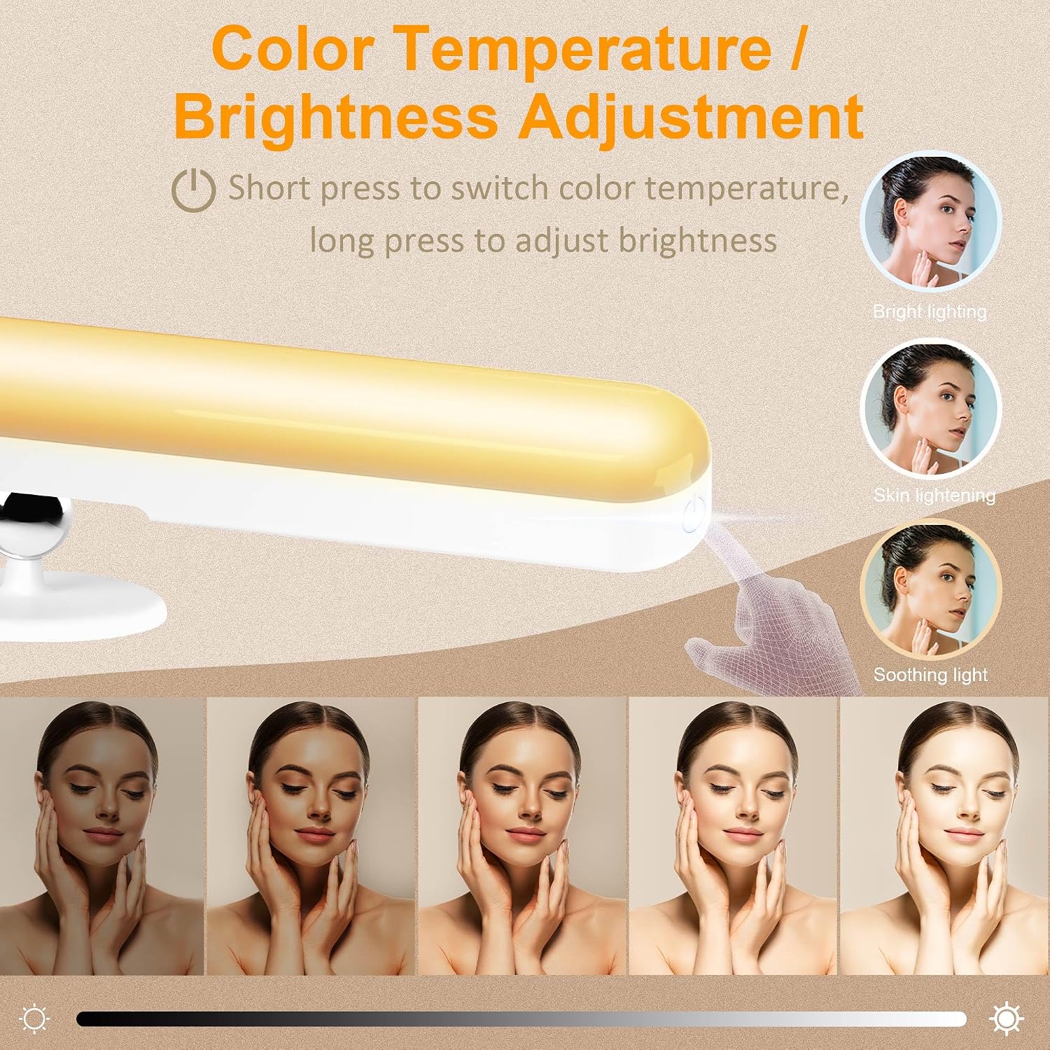 Detalle de Benreom Wireless Mirror Light Rechargeable LED Vanity Light with Adjustable Color and Brightness