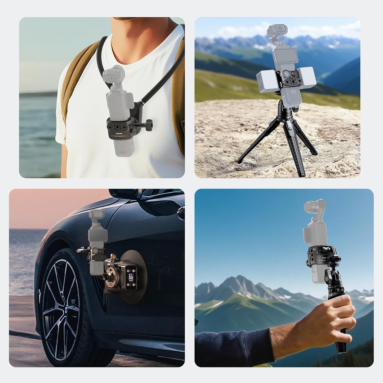Detalle 2 de NEEWER Pocket 3 Käfig & Action-Kamera Adapter AC009 PRO für DJI Osmo Pocket 3 & Action 2 Magnetic Mount