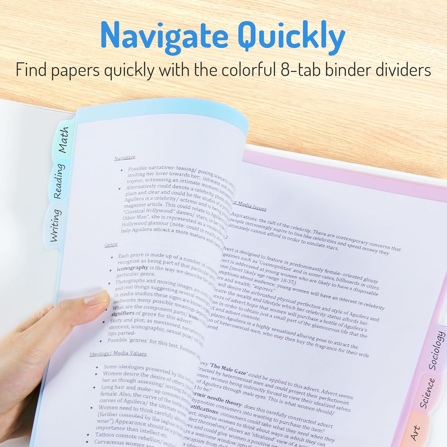 Thumbnail 6 de Forvencer FCA0111-0003A Binder Dividers, 8 Tabs, Reusable Plastic, Pastels