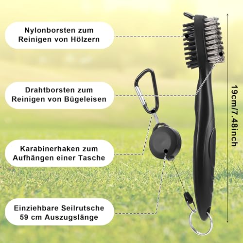 Detalle de Newofview 3-in-1 Golfzubehör Set – Mikrofaser Handtuch, Golfschlägerbürste und Pitchgabel
