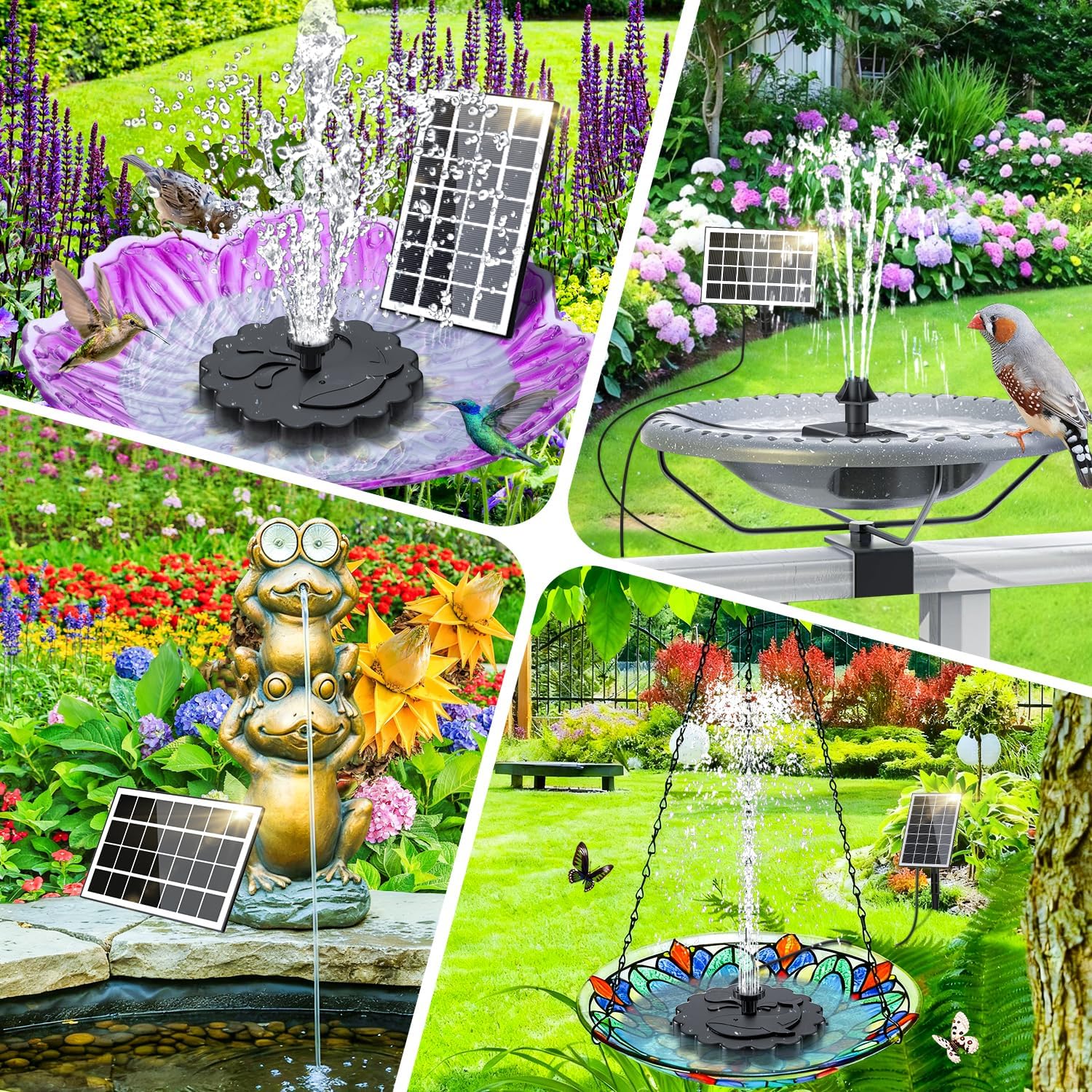 Detalle de SZMP 2 in 1 Detachable Floating Solar Fountain Kit (3.5W) – DIY water pump for bird bath and garden features