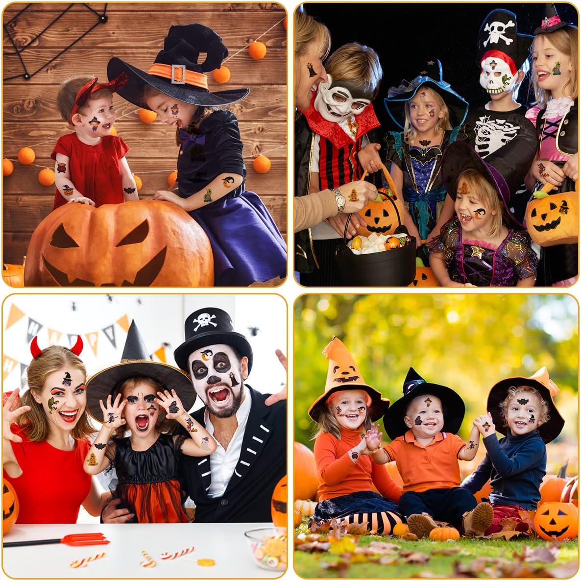 Thumbnail 6 de ACWOO tillfälliga tatueringar för barn, 10 ark med Halloweenmotiv