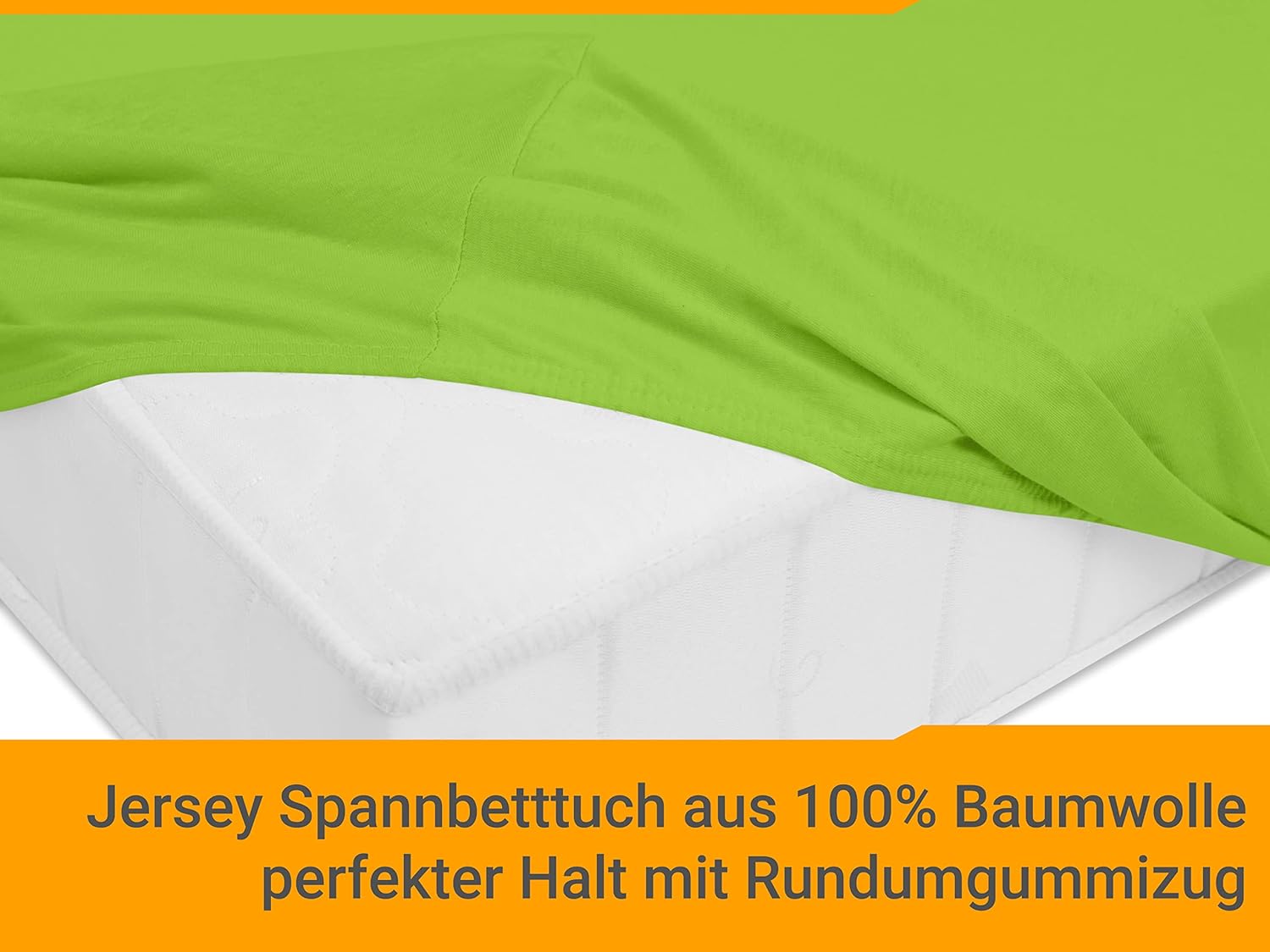 Thumbnail 3 de Drap housse Npluseins Jersey coton 90x200 à 100x200 – Vert pomme, 100% coton, Oeko-Tex