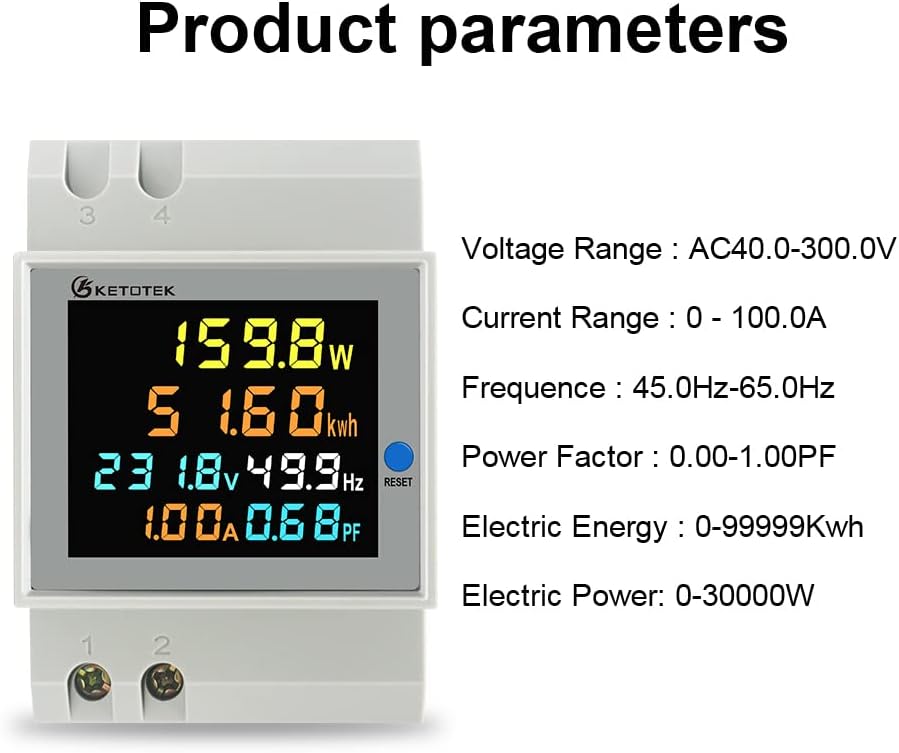 Thumbnail 2 de KETOTEK Contatore energia elettrica monofase 6 in 1 DIN AC 40–300V 100A