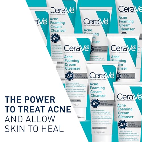 Detalle de CeraVe Foaming Acne Cream Cleanser with 4% Benzoyl Peroxide (5oz)