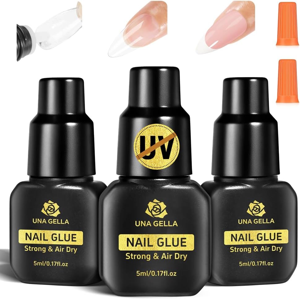 Detalle de UNA GELLA CAUG-J38 Press-On Nail Glue, 3 x 5 mL, No UV/LED