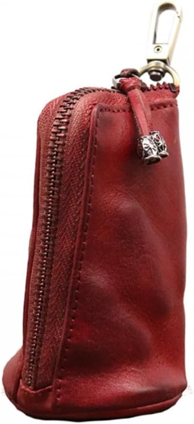 Detalle de MiOYOOW Leather Zipper Coin Pouch – Medieval-inspired Red Mini Organizer