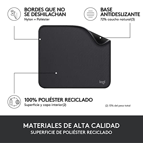 Detalle 2 de Logitech Mouse Pad - Studio Series: alfombrilla de ratón gris con base de goma antideslizante