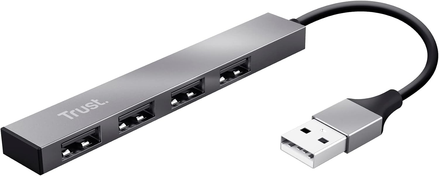 Trust Halyx Mini USB Hub – Aluminium, 4 Ports, USB 2.0