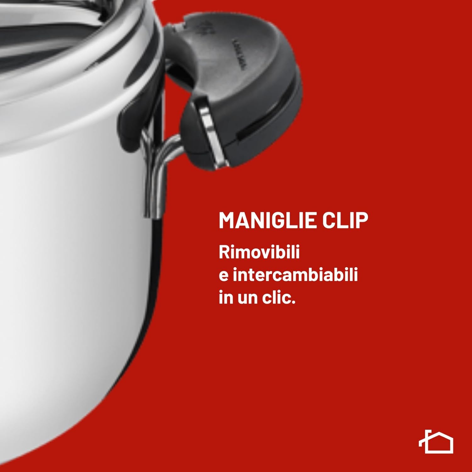 Detalle de Lagostina Mia pentola a pressione da 7 L in acciaio inox 18/10 Ø 22 cm (induzione e gas) con coperchio ad apertura facilitata