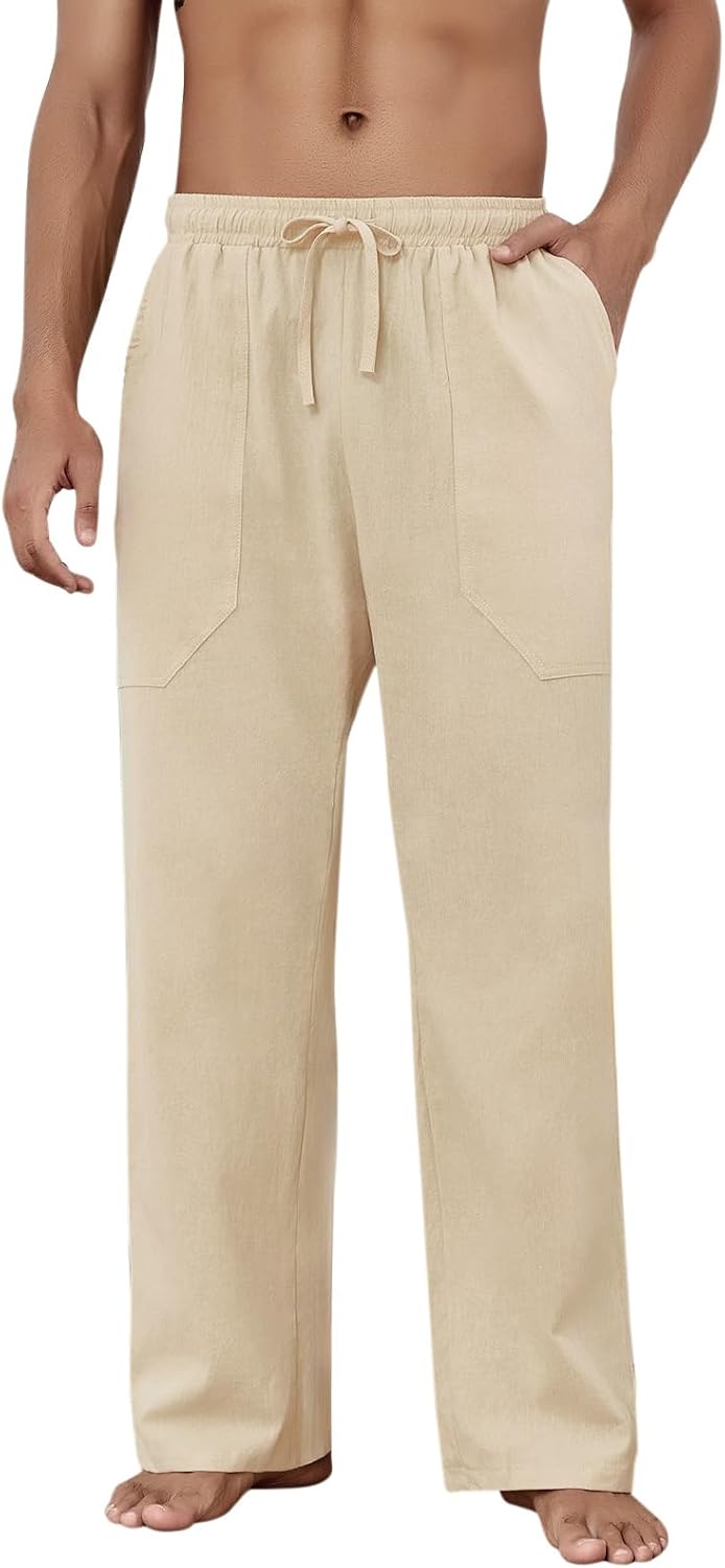 Detalle de Puimentiua Leinenhose Herren – Lang, leicht & locker sitzend (S–3XL)