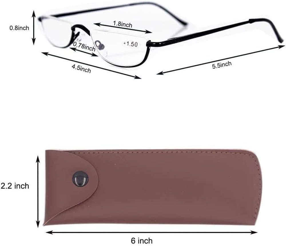 Detalle 2 de KoKoBin Half Frame Reading Glasses with Spring Hinges – Slim Metal Half Moon Readers