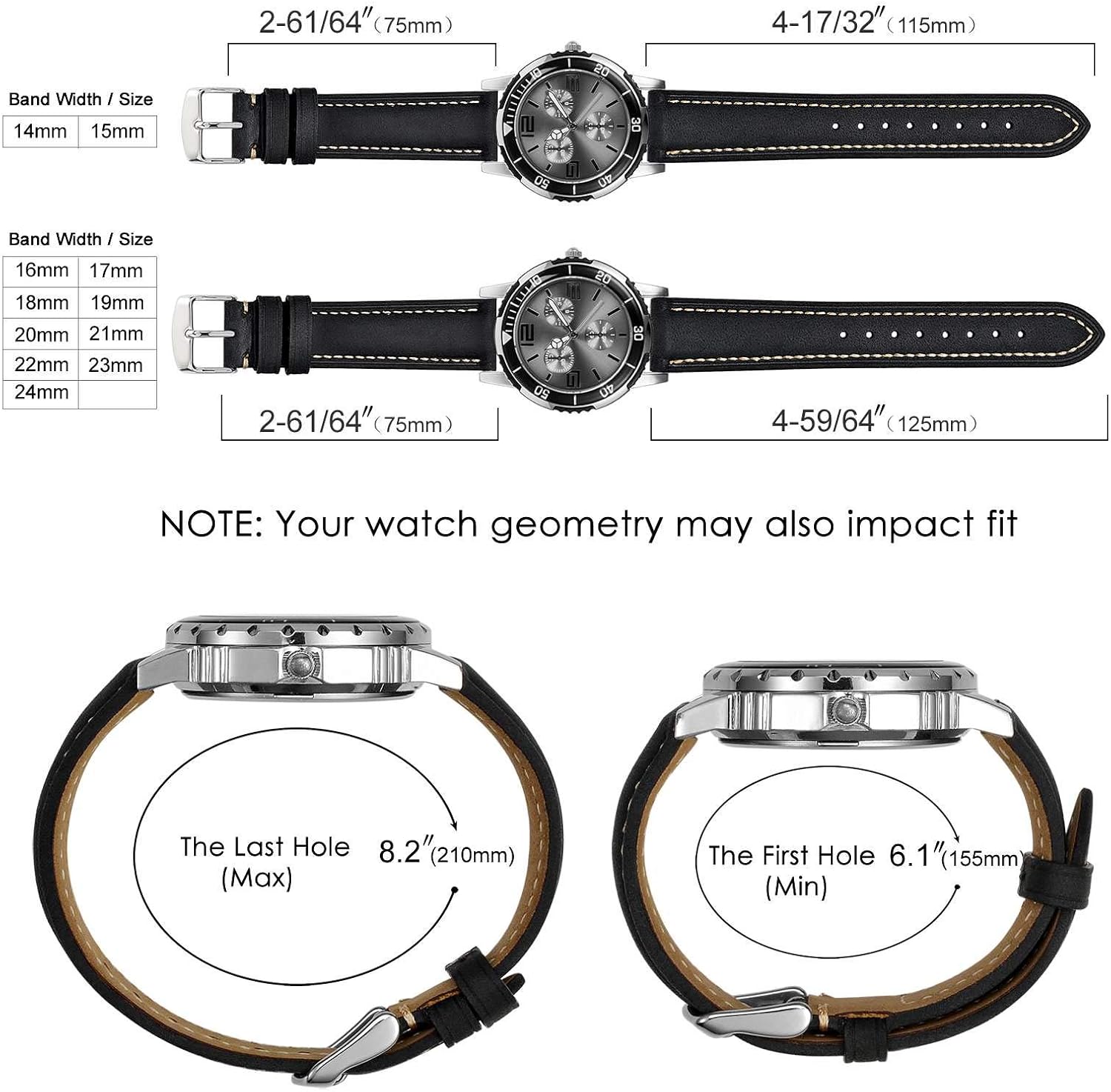 Detalle 2 de BISONSTRAP Uhrenarmband aus Vintage-Leder als Ersatzband (14–24 mm Bandbreite)