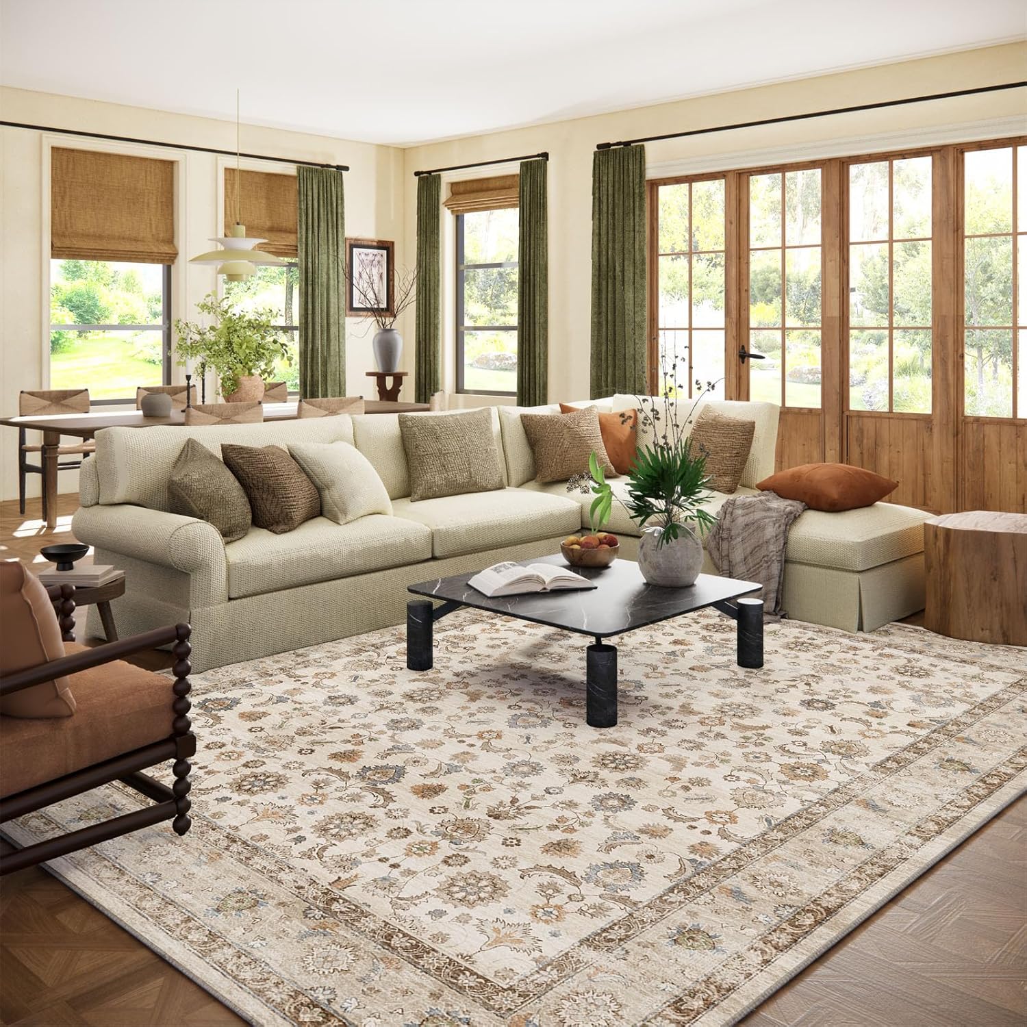 8x10 Washable Area Rug — Boho Vintage Living Room