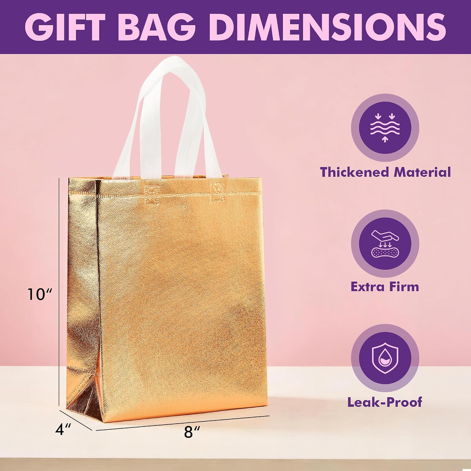Detalle de PACKINNO Reusable Gift Bags, 8 x 4 x 10 Inches