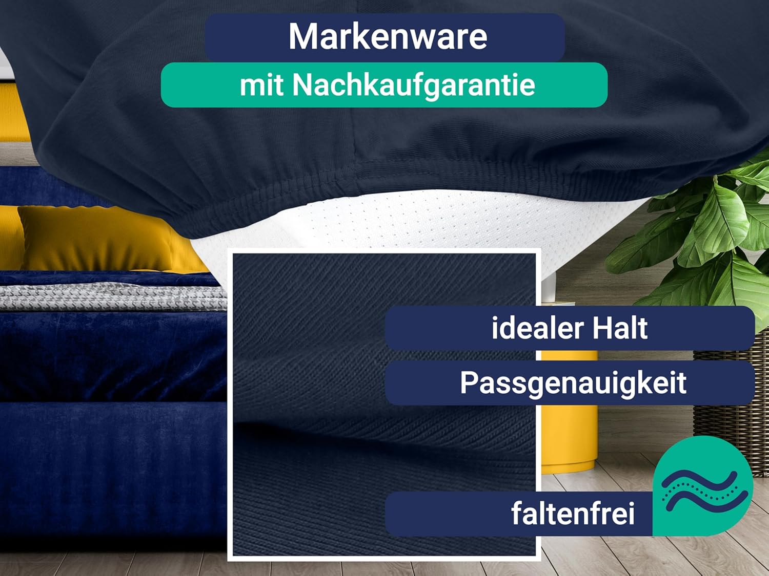 Thumbnail 3 de Marie’s Home 1627.2372 – Lot de 2 housses de coussin en soie pour coussin de nuque, taille S, bleu marine