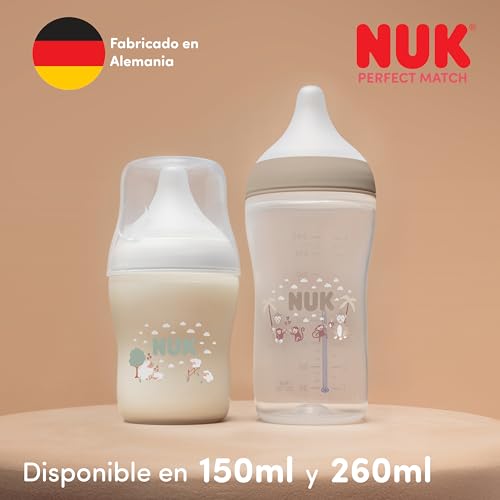 Thumbnail 8 de NUK Perfect Match Set de 2 Biberones 260 ml con ventilación anticólico y control de temperatura