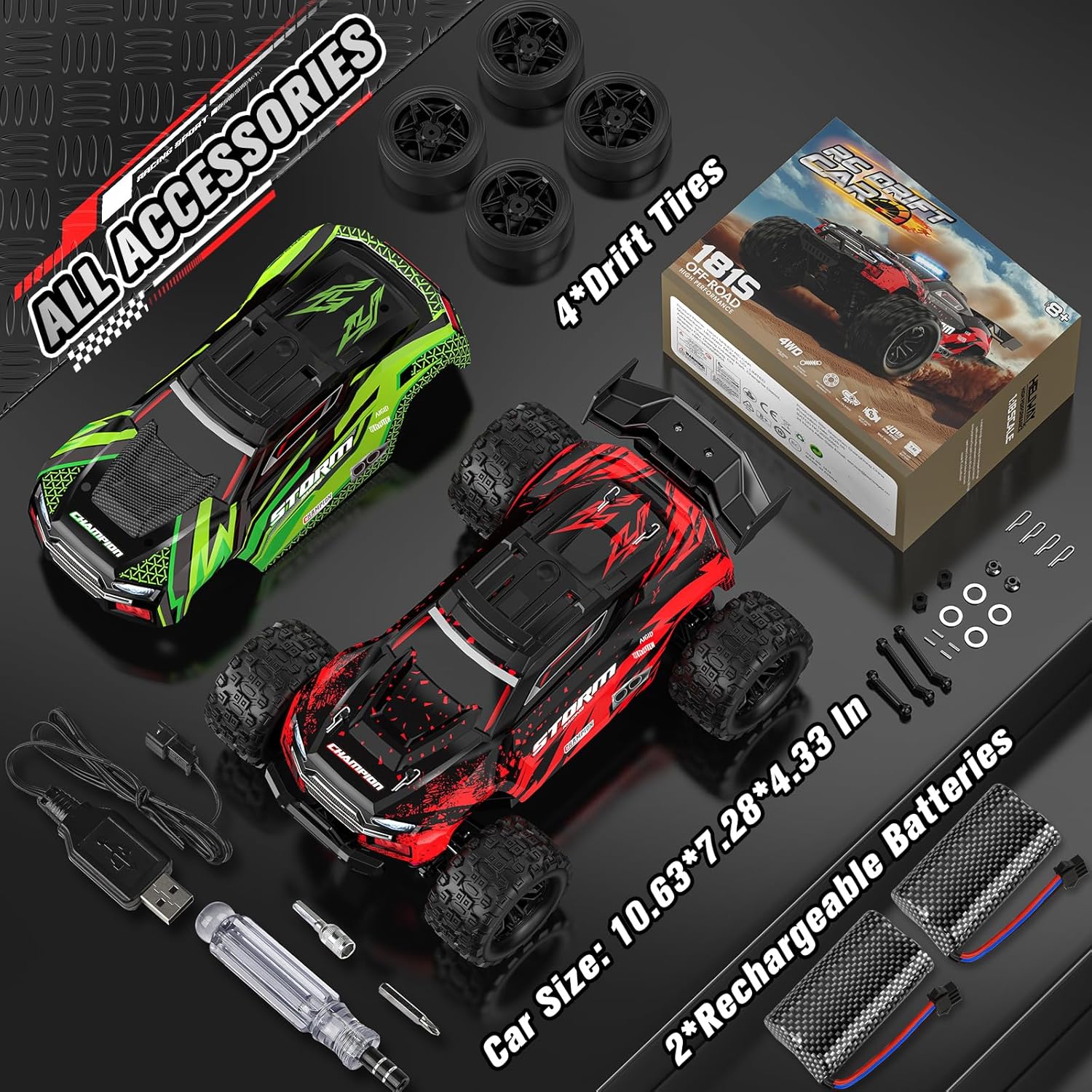Detalle 2 de Lvcdzr 1:18 2.4GHz 4WD RC Monster Truck (Up to 40 km/h) with Gyro Drift Wheel