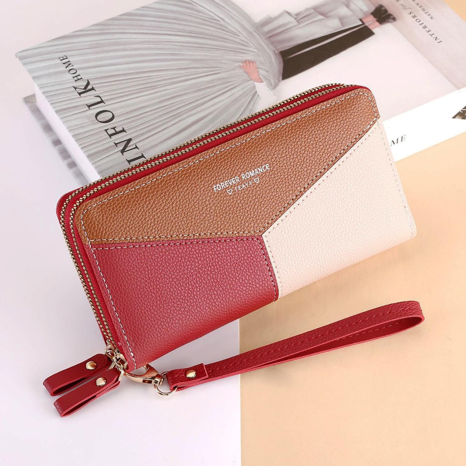 Thumbnail 4 de Gosyfeti women’s wallet with wristlet – large zip-around purse for cards, coins and phone