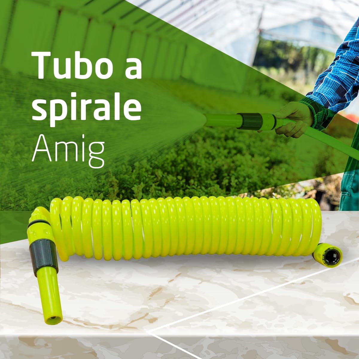 Thumbnail 1 de Amig Tubo flessibile a spirale 7,5 m – kit completo in polipropilene, verde pistacchio