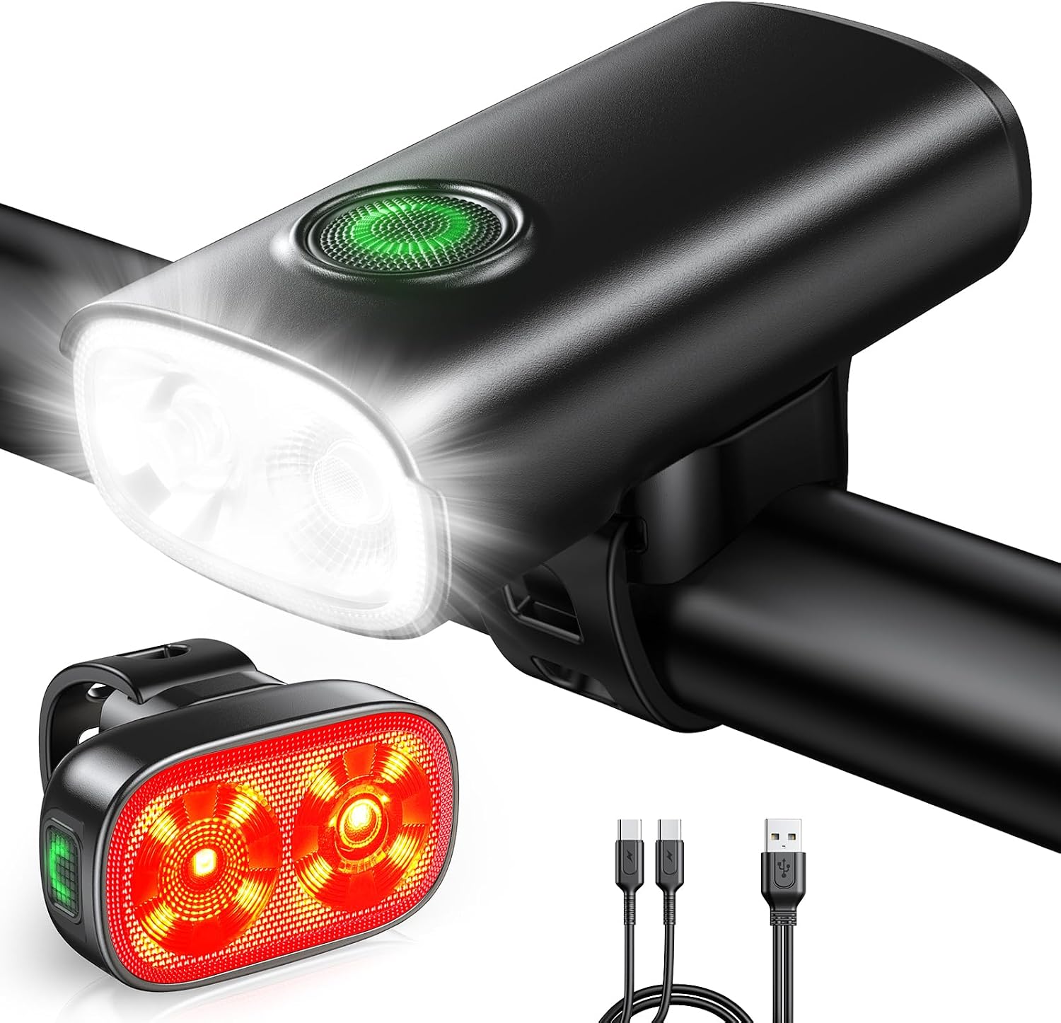 Detalle de Babacom 1200LM Luci Bicicletta LED Alluminio con Spot+Flood e 5+6 Modalità