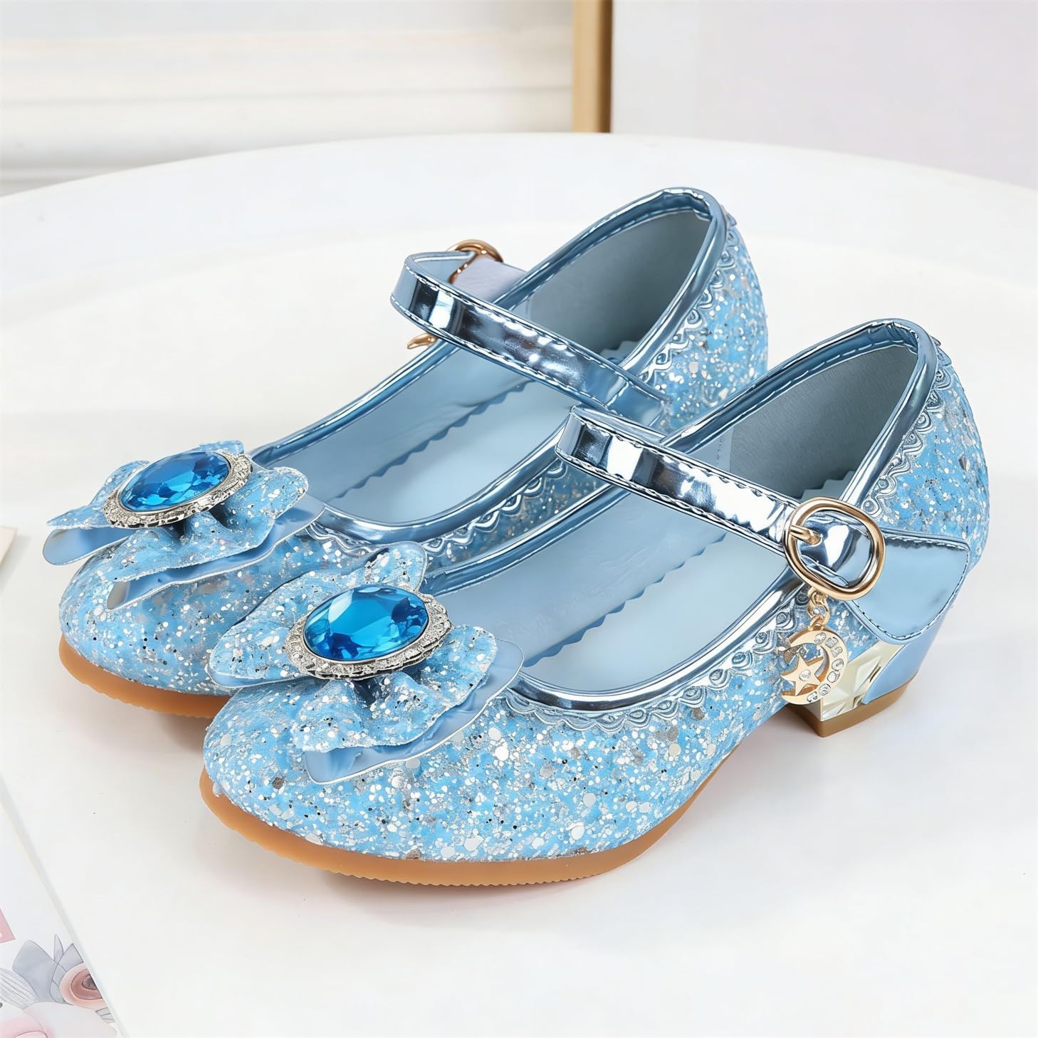 Thumbnail 5 de FStory&Winyee Mädchen Prinzessin Sandalen mit Glitzer-Look – kinderfreundlich, leicht an- und auszuziehen