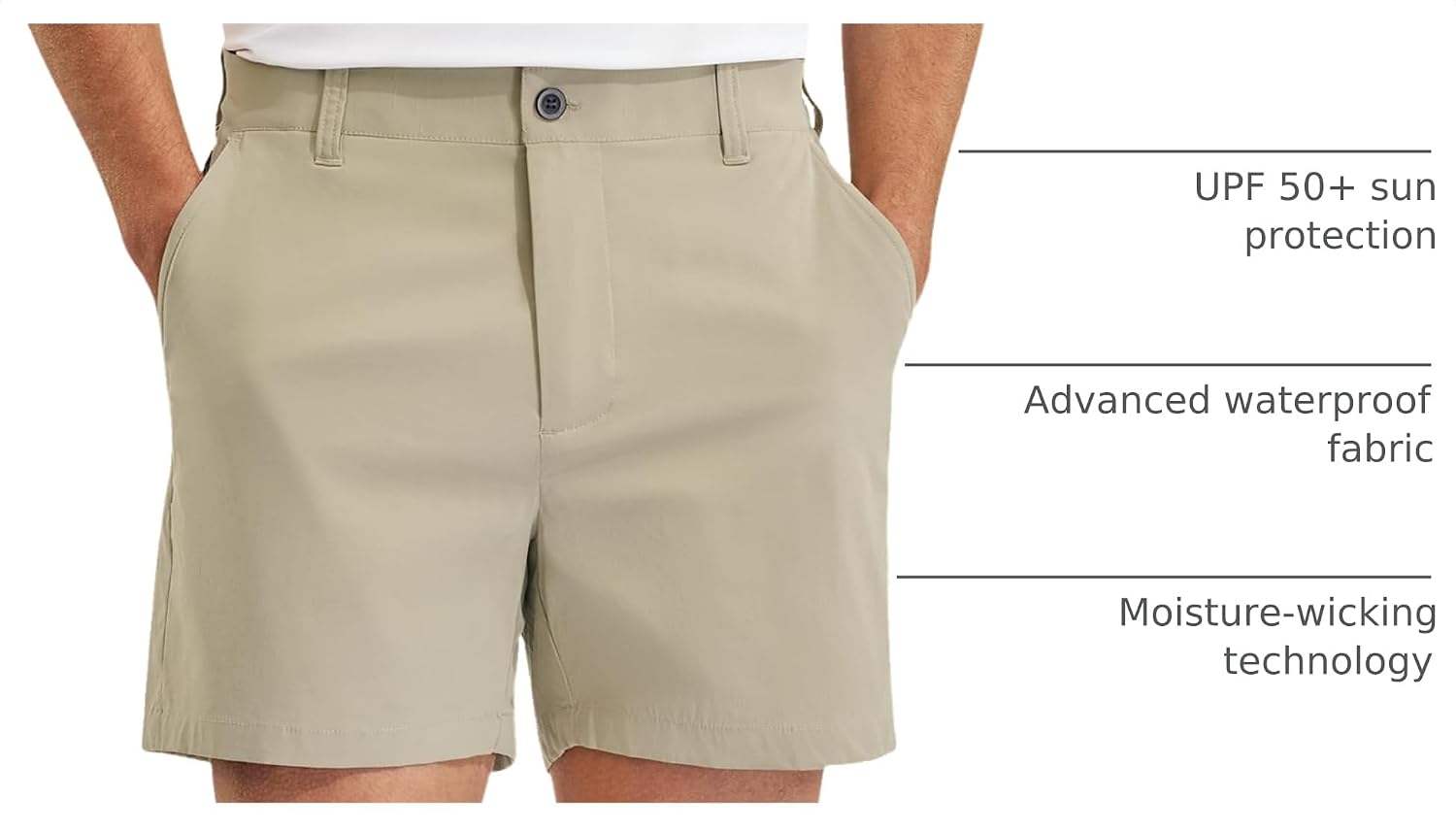 Detalle de PULI Golf Shorts for Men, Relaxed Fit Stretch, 5-Inch Inseam Waterproof Quick-Dry