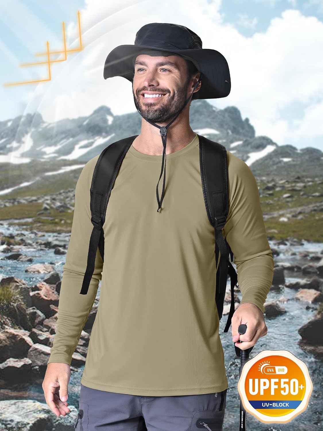 Detalle 2 de TACVASEN Camiseta Manga Larga UV UPF 50+ Turquesa S