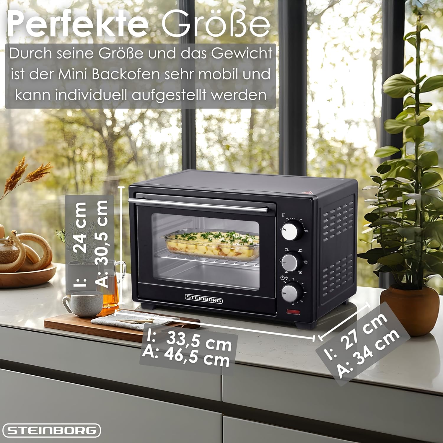 Thumbnail 3 de Steinborg 25 Liter Mini Backofen mit Umluft – kompakter Allrounder für Hausküche