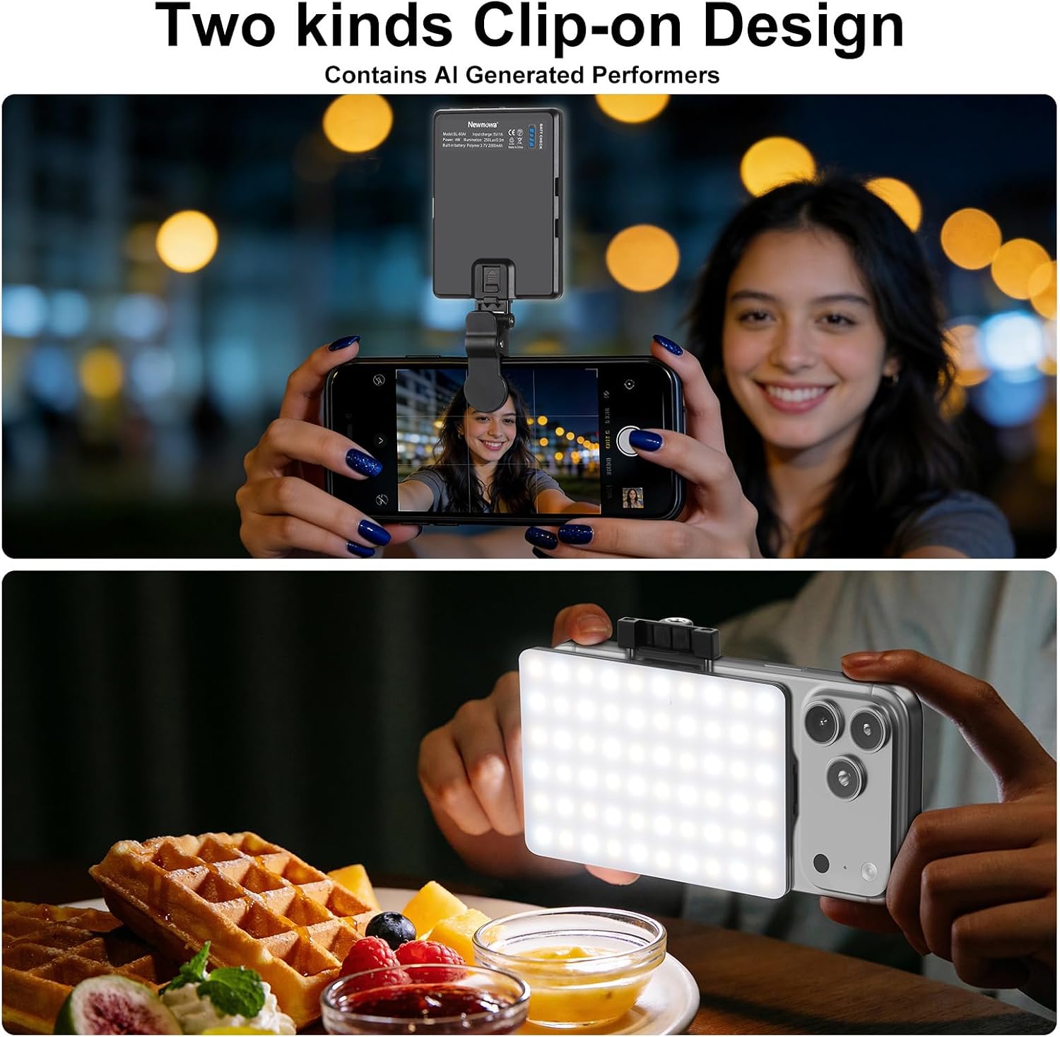 Detalle 2 de Newmowa 60 LED Rechargeable Clip Light for Video