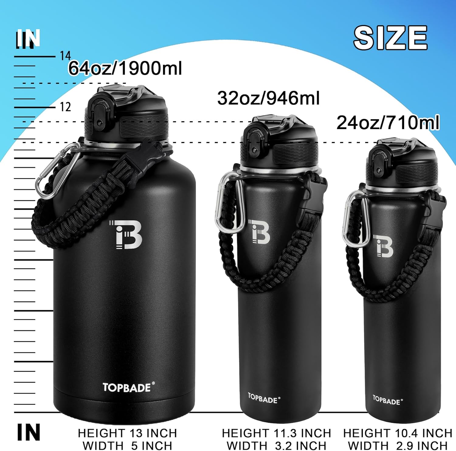Thumbnail 5 de TOPBADE Edelstahl Trinkflasche Sport 1900ml – zweilüftige Deckel, Doppelwand-Isolierung, BPA-frei