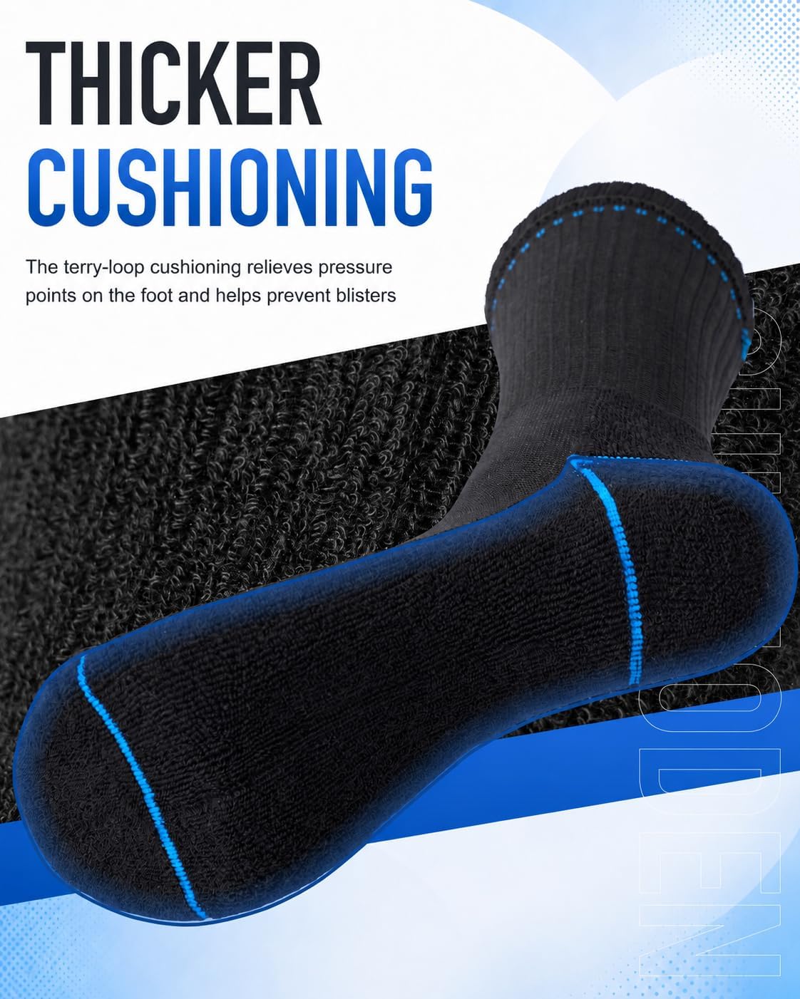 Detalle de SukModen Padded Cotton Work Socks, 6/10 Pairs, Reinforced Heel and Toe