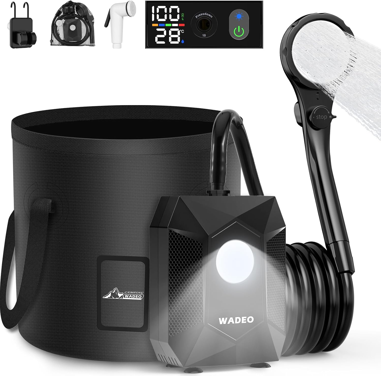 Douche portable seau pliable 20L 6000mAh