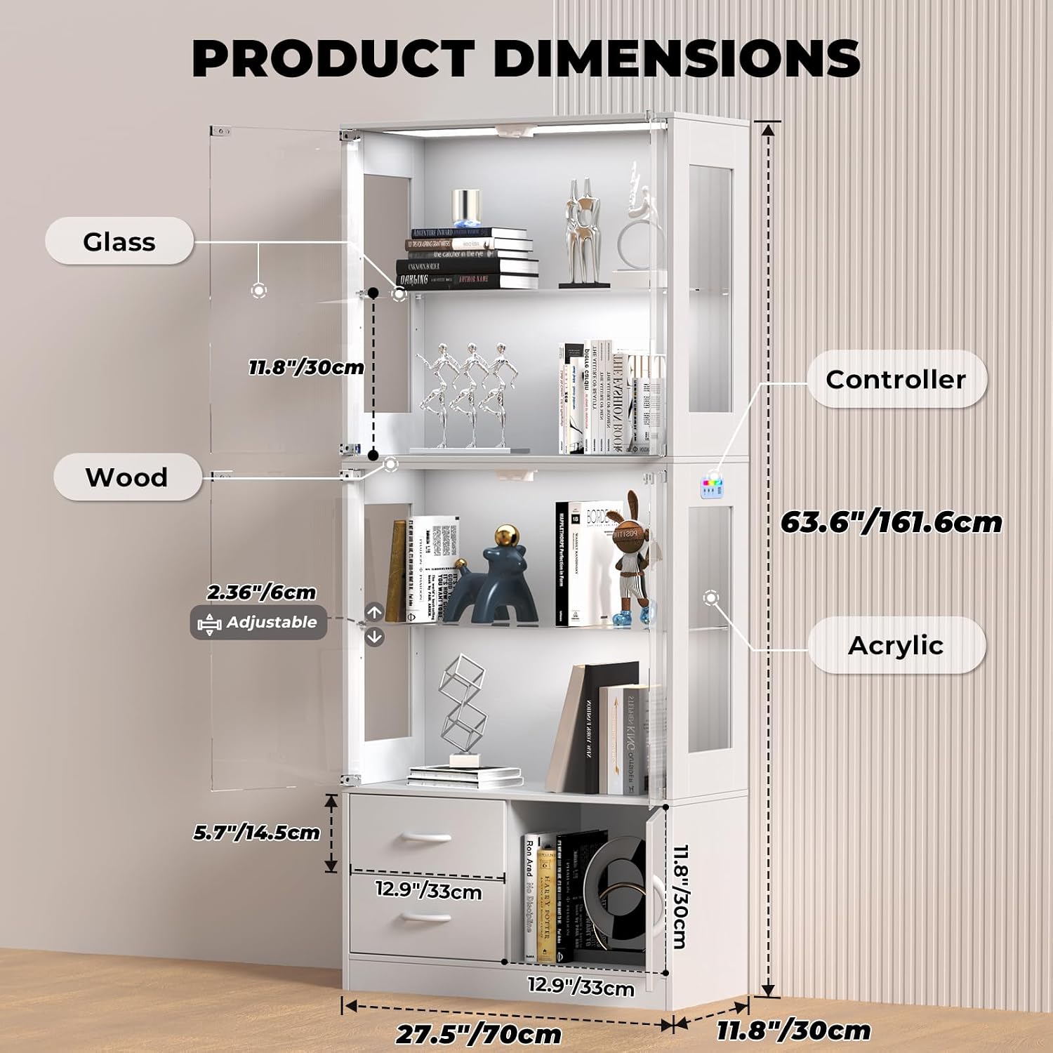 Detalle 2 de VersionTECH Glass Display Cabinet with Tempered Glass