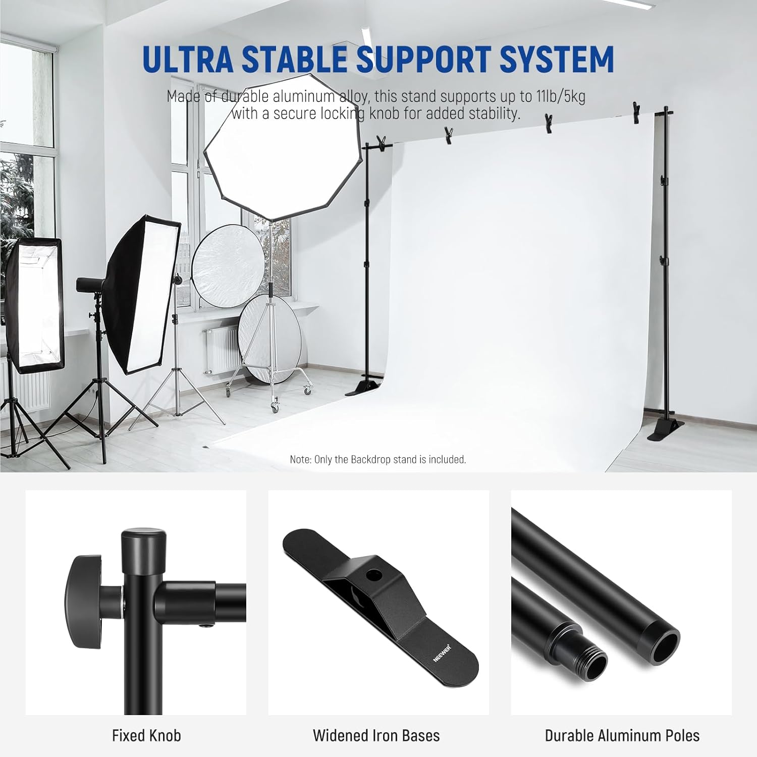 Thumbnail 3 de NEEWER NK-ST300 Heavy Duty Backdrop Stand for 10x8ft backgrounds (widened bases, 4 crossbars, telescopic poles)