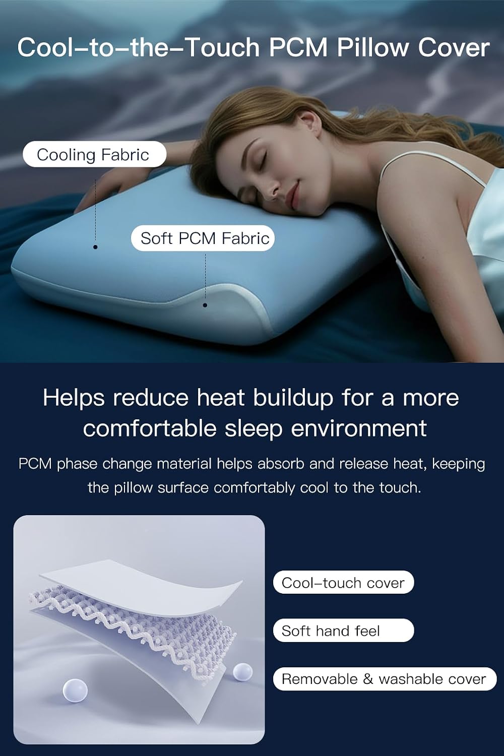 Detalle de AOYANEI SL-10-QUEEN-66 Cooling Memory Foam Pillow, Queen 5.1 in