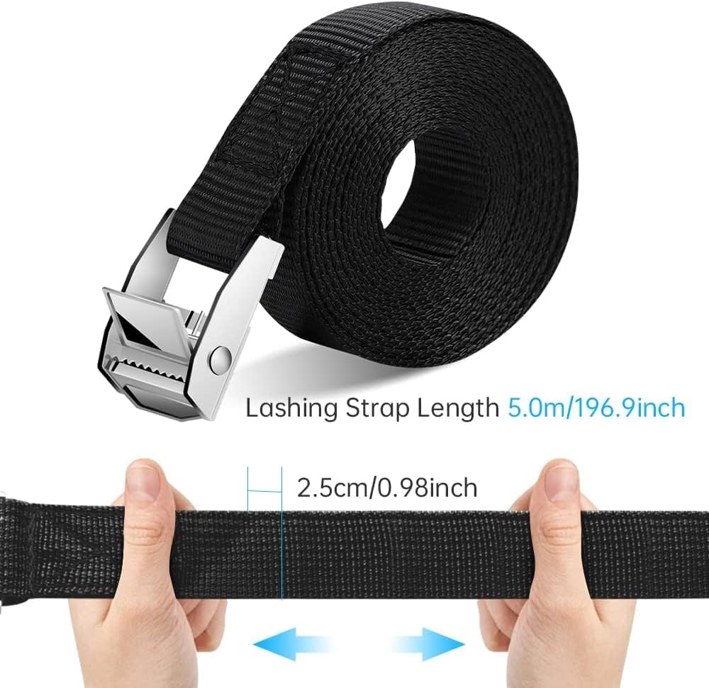 Thumbnail 1 de OneNine Lashing Straps 5m (Pack of 2) – 25mm x 5m Black with Clamping Lock