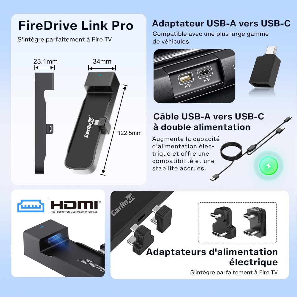 Thumbnail 6 de Carlinkit FireDrive Link Pro HDMI Car TV: convertisseur 3 en 1 pour Fire TV Stick, CarPlay et Android Auto