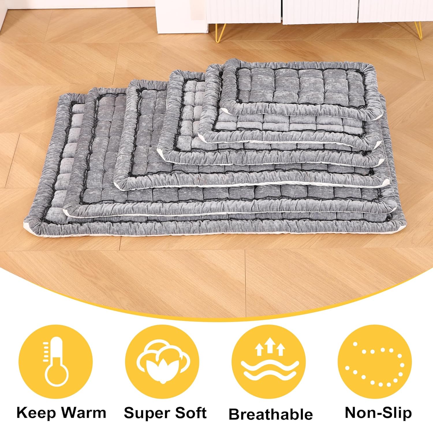 Thumbnail 6 de Dog Bed Mats Crate Pad for All Sized Dogs – Washable, Anti-Slip Cozy Mat (Grey, 30" L x 20" W x 1.5" Th)