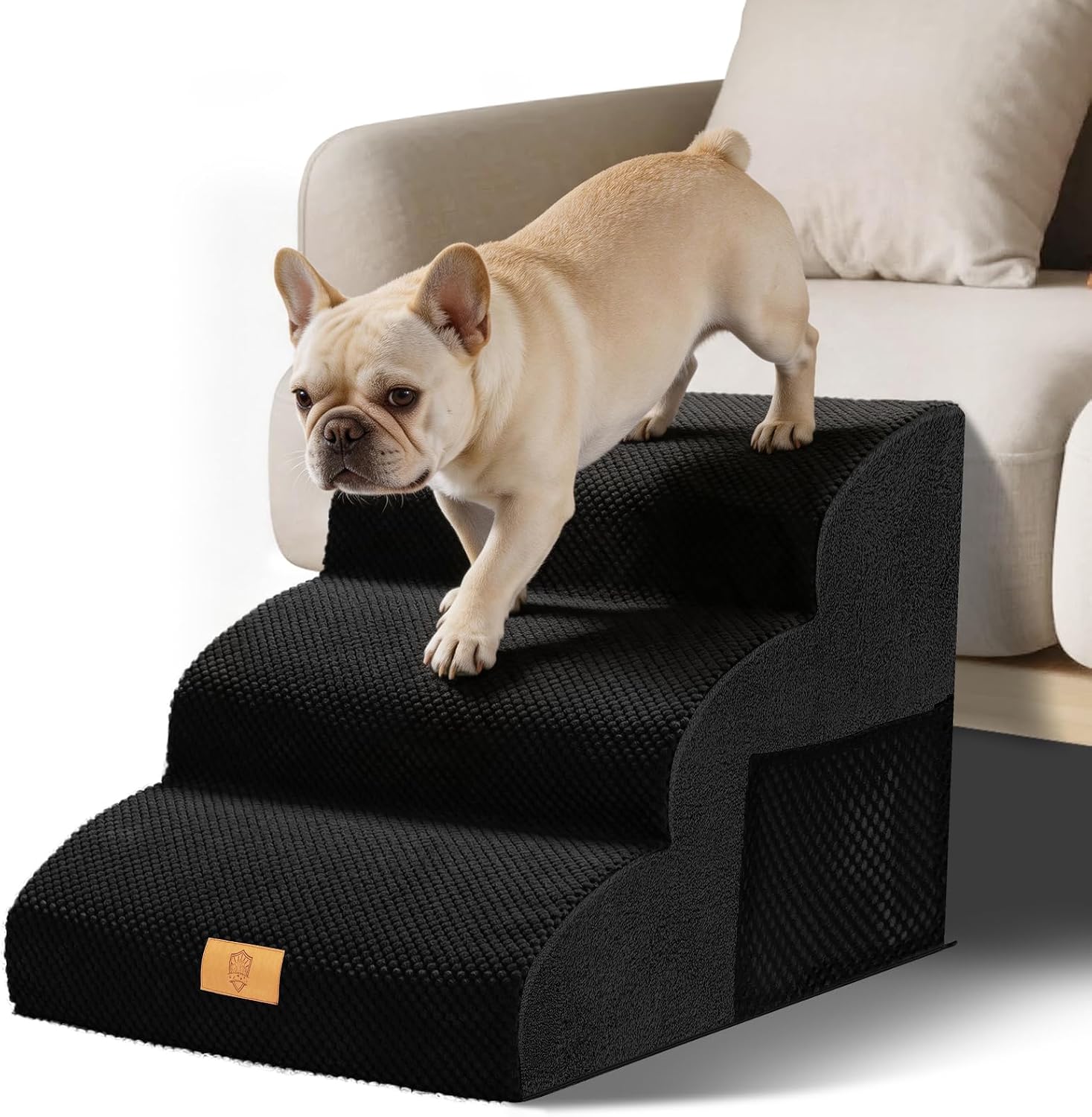 Thihome Hundetreppe 3 Stufen – rutschfest, 60x40x40 cm, für kleine Hunde und Katzen